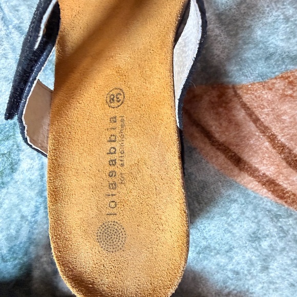 Eric Michael Metallic Silver and Tan Slide Sandals - Picture 4 of 5